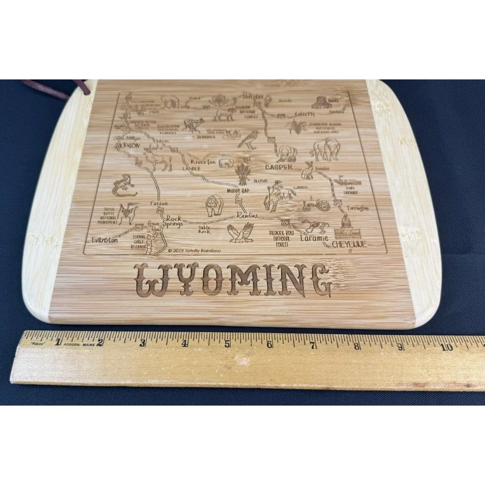 Totally Bamboo Destination Wyoming State Bamboo Cutting Board Map Pattern